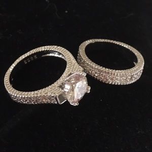 925 Stamped Shiny Copper CZ Zircon Ring.